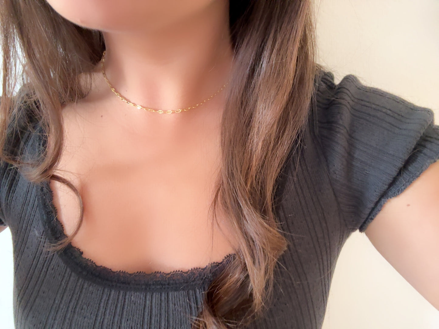 Handmade Filled Flat Cable Gold Chain Necklace