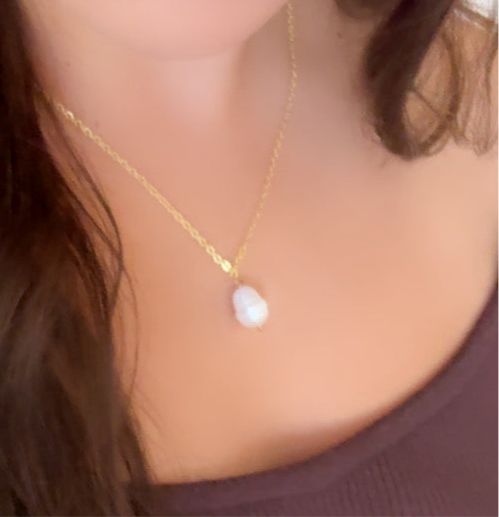 Freshwater Pearl Drop Gold Chain Necklace