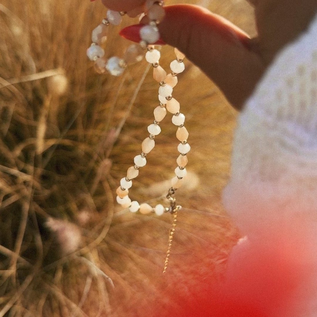 Handmade Golden Hour Blushing Pink Necklace with Golden Accent