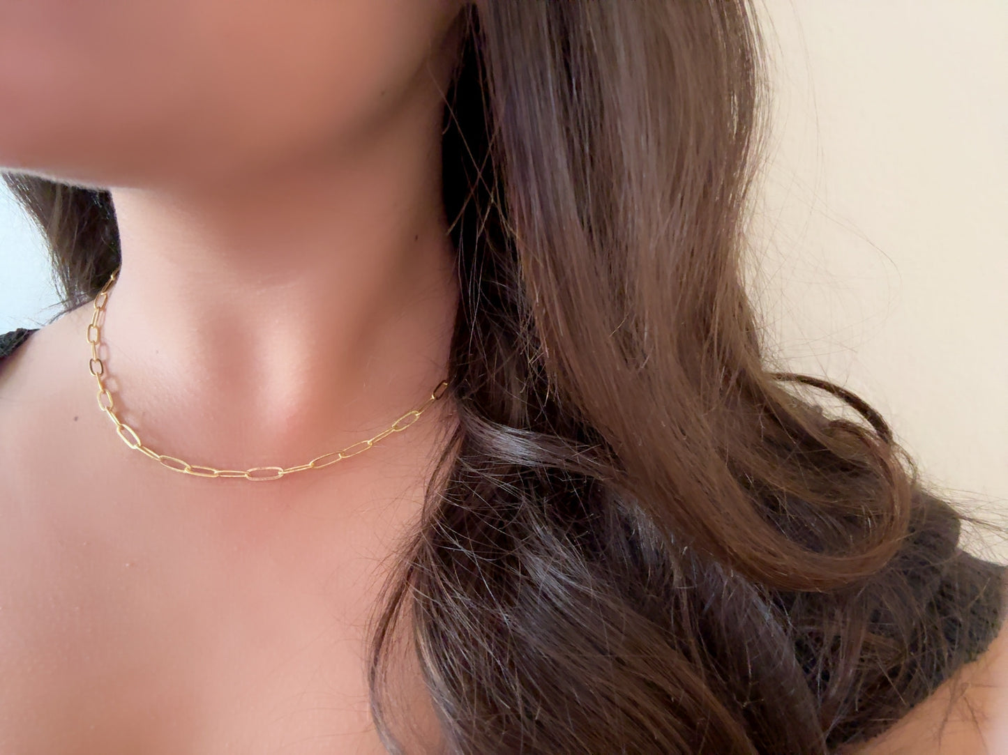 Handmade Gold Paperclip Chain Dainty Necklace - Main Image