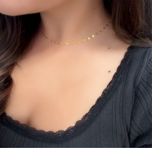 Handmade Filled Flat Cable Gold Chain Necklace